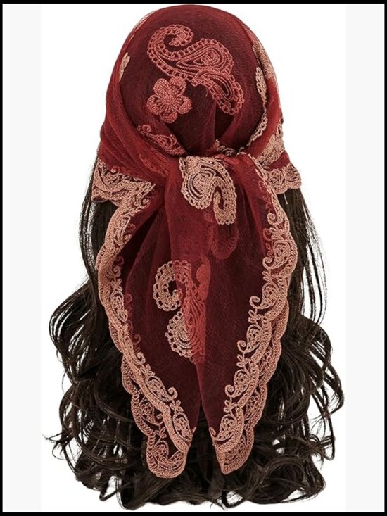 Embroidered Sheer Lace Headband Hair Scarf Lightweight Chic Y2K Boho Wrap main image 7